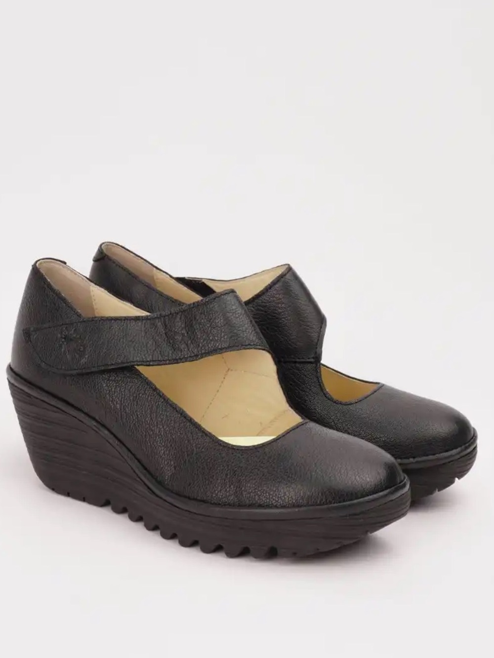 Fly London Black Yas Wedge Shoes leather Mary Jane women’s size EU 36 in EUC